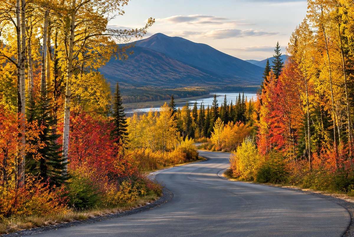 Things to do in Fairbanks — fall colors along a road near Fairbanks, Alaska